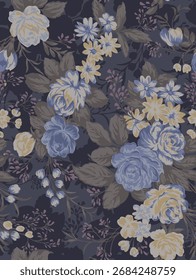 handgefertigtes Textildesign oder Wanddekoration mit schönem Rosenblumen-Musterbild