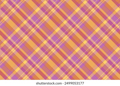 Handmade texture tartan textile, girl background plaid check. Attire seamless fabric vector pattern in red and orange colors palette.