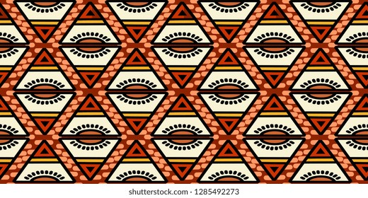 handmade tribal texture seamless pattern vector with primitive stripes cool design background, Striped abstract illustration ready for fashion textile print with african, indian, bohemian style.