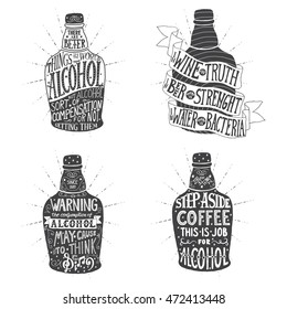 Handmade Typographic Art for Poster Print Greeting Card T shirt apparel design. Vintage vector engraving illustration for label, poster, invitation to a party drink.