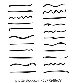 Handmade Underline Set On White Background