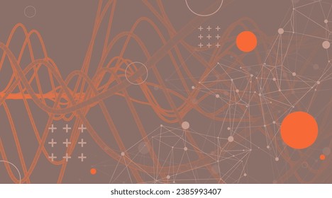 Handmade vector abstract background with a wireframe dynamic pipes, line and particles. Plexus effect.