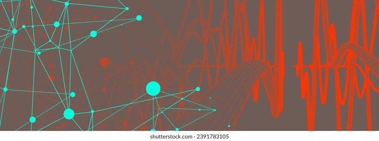 Fondo abstracto vectorial hecho a mano con tuberías dinámicas, líneas y partículas de alambre. Efecto del plexo.