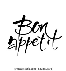 Handmade vector calligraphy. Bon appetit. Vector Illustration. 