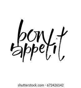 Handmade vector calligraphy. Bon appetit. Vector Illustration. 