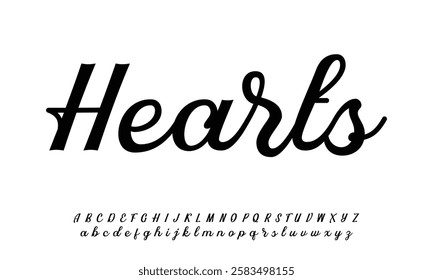 Handmade vector calligraphy tattoo alphabet with numbers
