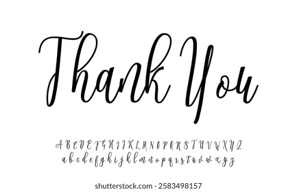 Handmade vector calligraphy tattoo alphabet with numbers