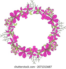 Handmade vector floral wreath. Design for invitations and greeting cards.