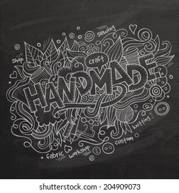  Handmade Vector hand lettering and doodles elements chalkboard background
