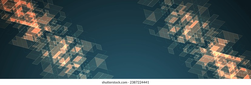 Handmade vector illustration. Digital technology and engineering isometric background.