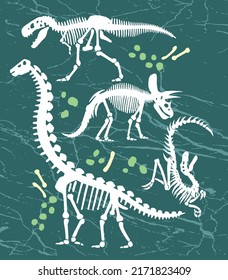 Handmade Vector Illustration Dinosaur Fossils Silhouette Stock Vector ...