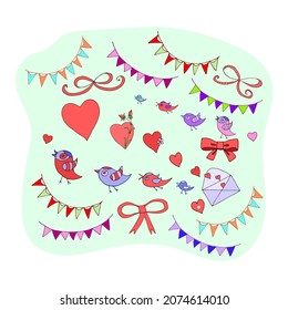 Handmade vector illustration for festive design. Doodle style.