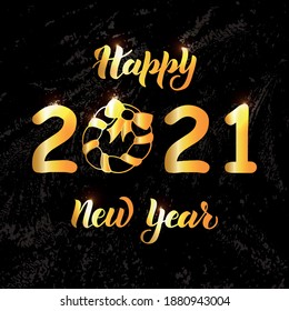 Handmade vector illustration with lettering for 2021 new year greeting cards, decoration, social media, wallpeper, printshops