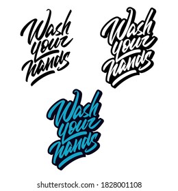 handmade vector lettering, wash your hands