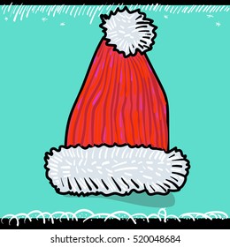 Handmade vector red christmas hat