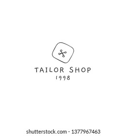 Handmade vector simple logo template with square button. For business identity and branding, for blogs and websites, for authors of handicraft products.