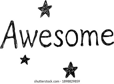 Handgefertigter Vektortext "Awesome" mit Sternen 