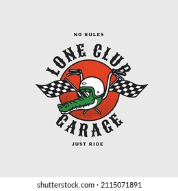 Handmade Vector Vintage Lone Club Motorcycle Garage Logo Badge