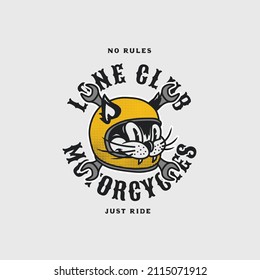 Handmade Vector Vintage Lone Club Motorcycle Garage Logo Badge