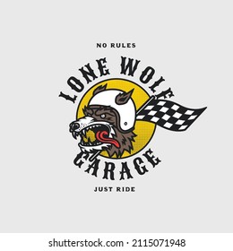 Tarjeta de logotipo de garaje para motocicletas Vector de fabricación casera Vintage Lone Club