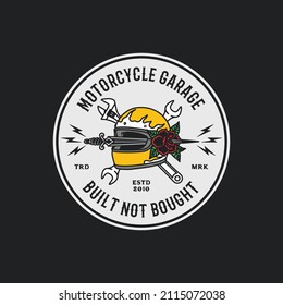 Handmade Vector Vintage Motorcycle Garage Logo Badge