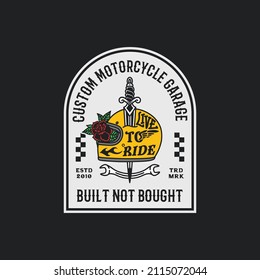 Tarjeta para el logotipo del garaje de motocicleta vectorial artesanal