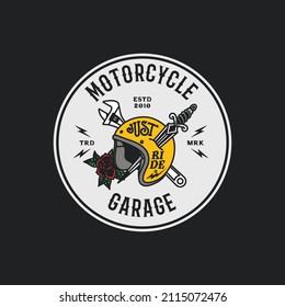 Tarjeta para el logotipo del garaje de motocicleta vectorial artesanal