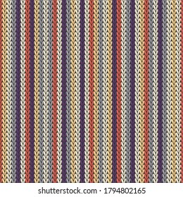 Handmade vertical stripes christmas knit geometric vector seamless. Carpet knit tricot  fabric print. Fashionable seamless knitted pattern. Christmas spirit backdrop.
