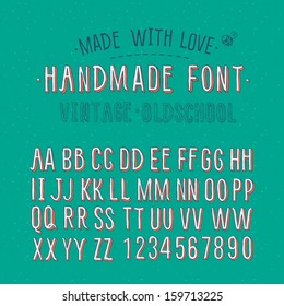 Handmade vintage alphabet, vector illustration. 