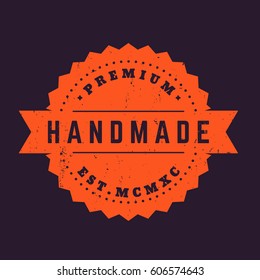 Handmade vintage badge, vector stamp