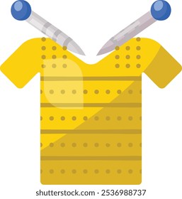 Handmade warm Gift Preparation vector flat icon design, Handcrafted symbol, Perfect fit clothing sign,Sew and Tailor materials stock illustration, Making the sweaters with Needles concept