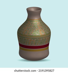 Handmade Water Clay Pot, Traditional Pottery Illustration.