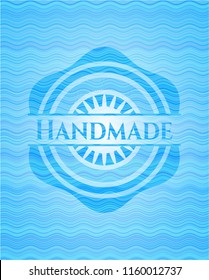 Handmade water wave representation badge background.