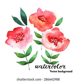 Handmade watercolor abstract flowers. Vectorized watercolor drawing. Illustration for greeting cards, invitations, and other printing projects.