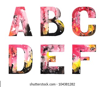 handmade watercolor  alphabet design