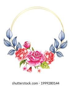 Handmade Watercolor Floral Wreath Art