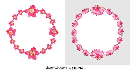 Handmade Watercolor Floral Wreath set