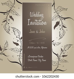 Handmade Wedding Invitation Card Template Design Floral with Leaves 1