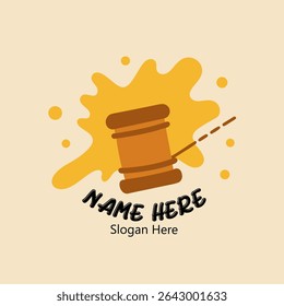 Projeto de carretel de madeira feito à mão do logotipo fundo amarelo do splash