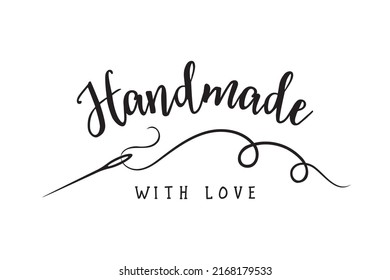 Handgefertigte Arbeit, Handwerk, Scrapbook, Logo, Design-Element für das Design Ihres Produkts. Handgefertigt mit Liebe. Nähen, Schneiden, Zurichten