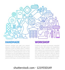 Handmade Workshop Line Template. Vector Illustration of Outline Design.