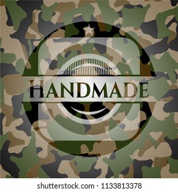 Handmade written on a camouflage texture