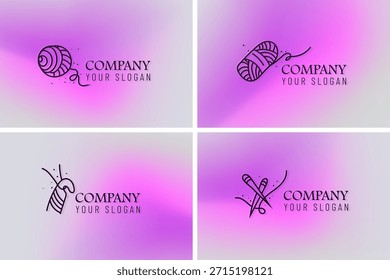 Conjunto De Logotipos De Fios Manuais Para Tricô E Marca De Crochê
