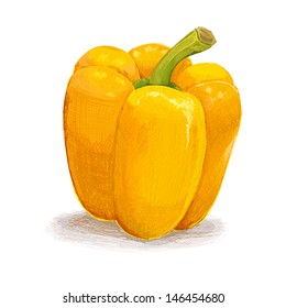 Handmade yellow pepper isolated on white background