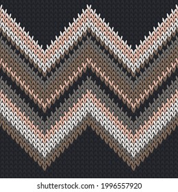 Handmade zig zal lines knit texture geometric seamless pattern. Carpet knitting pattern imitation. Nordic style seamless knitted pattern. Abstract xmas wallpaper.