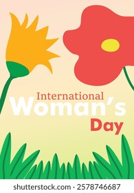 Handmade-inspired International Women's Day greeting card with a romantic touch. Suitable for postcards, invitations, bookmarks, social media posts, banners