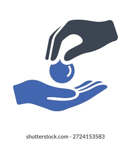 Handzettelsymbol auf weißem Hintergrund