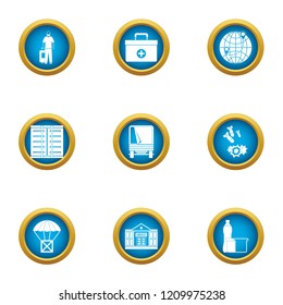 Handout icons set. Flat set of 9 handout vector icons for web isolated on white background