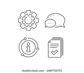 Handout Line Icon. Chat Bubble, Info Sign Elements. Documents Example Sign. Linear Handout Outline Icon. Information Bubble. Vector