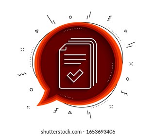 Handout line icon. Chat bubble with shadow. Documents example sign. Thin line handout icon. Vector